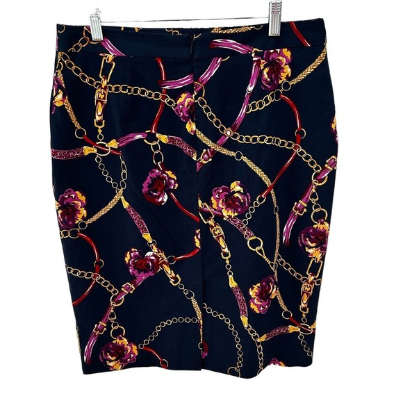 CHARTER CLUB Women’s Navy, Pink, Gold Straight Pencil Lined Cotton Skirt Size 10 - Picture 4 of 7